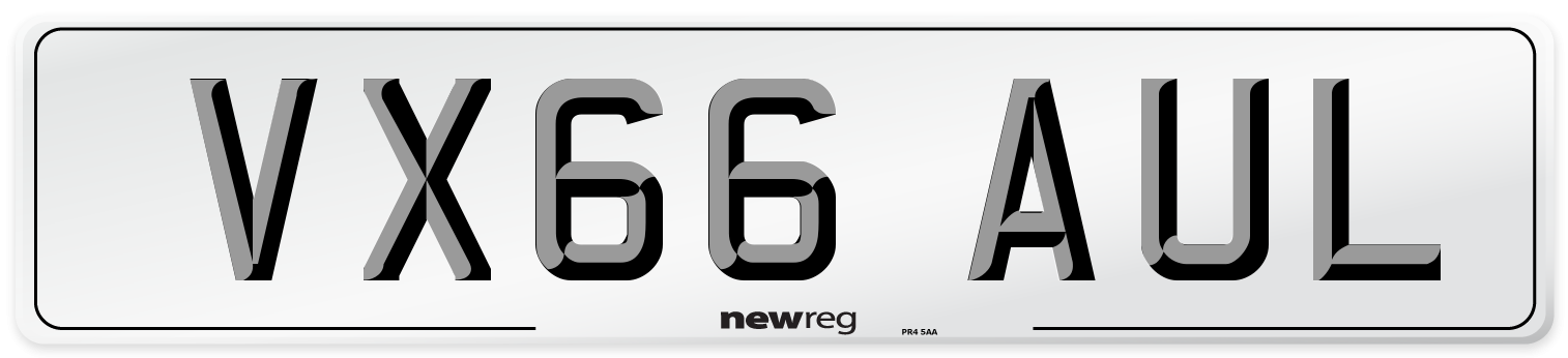 VX66 AUL Number Plate from New Reg
